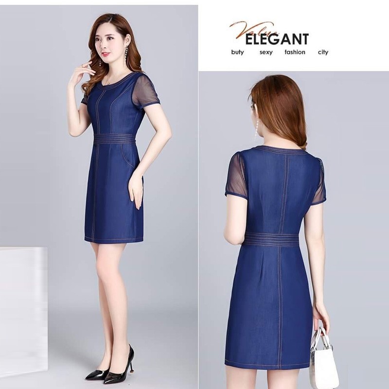 ĐẦM JEAN BODY TAY PHỐI VOAN LƯỚI 
